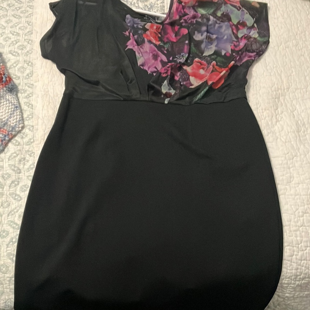 Black dress with Chest Floral print